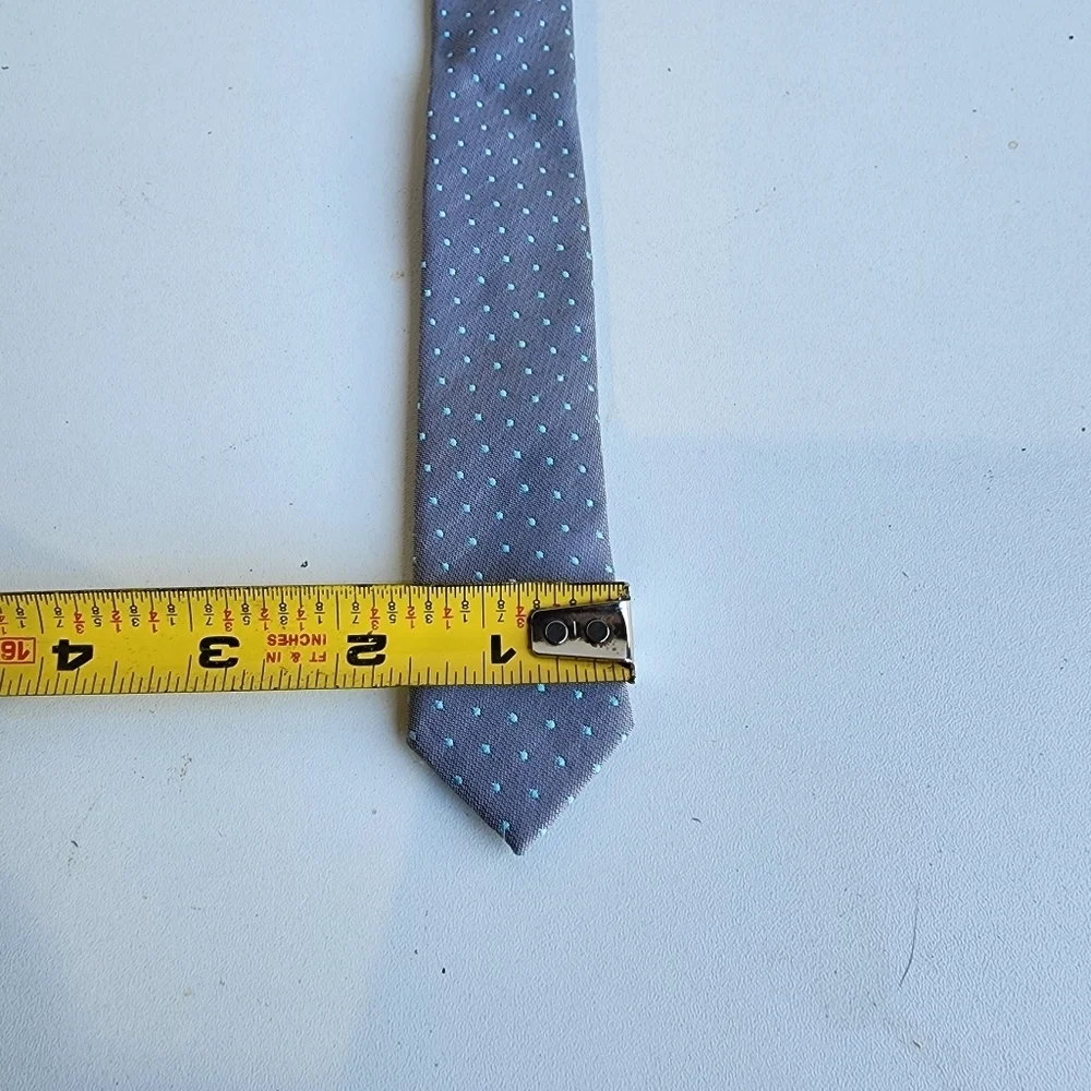 Boy's Gray Aqua Blue Polka Dot Neck Tie Size Kids